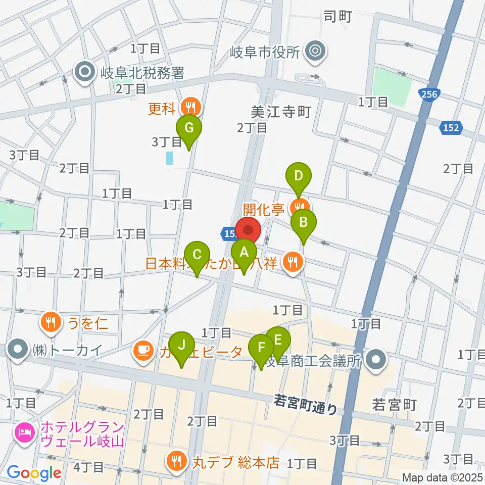 ドリームシアター岐阜周辺のカフェ一覧地図