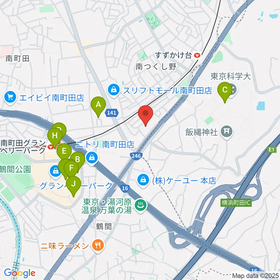 丸山ギター教室周辺のカフェ一覧地図