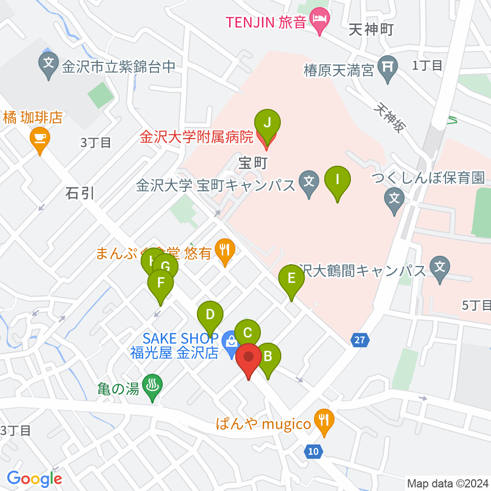 金沢etc.link周辺のカフェ一覧地図