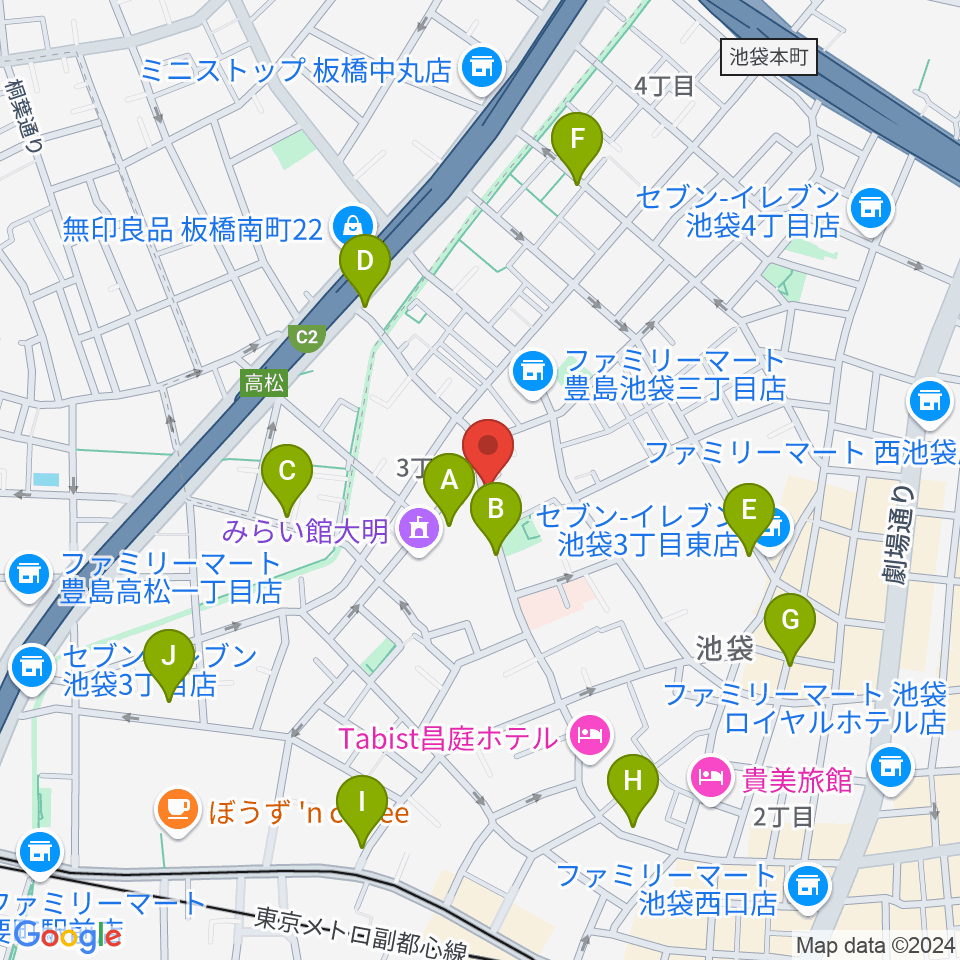 池袋ビッグバンボックス周辺のカフェ一覧地図