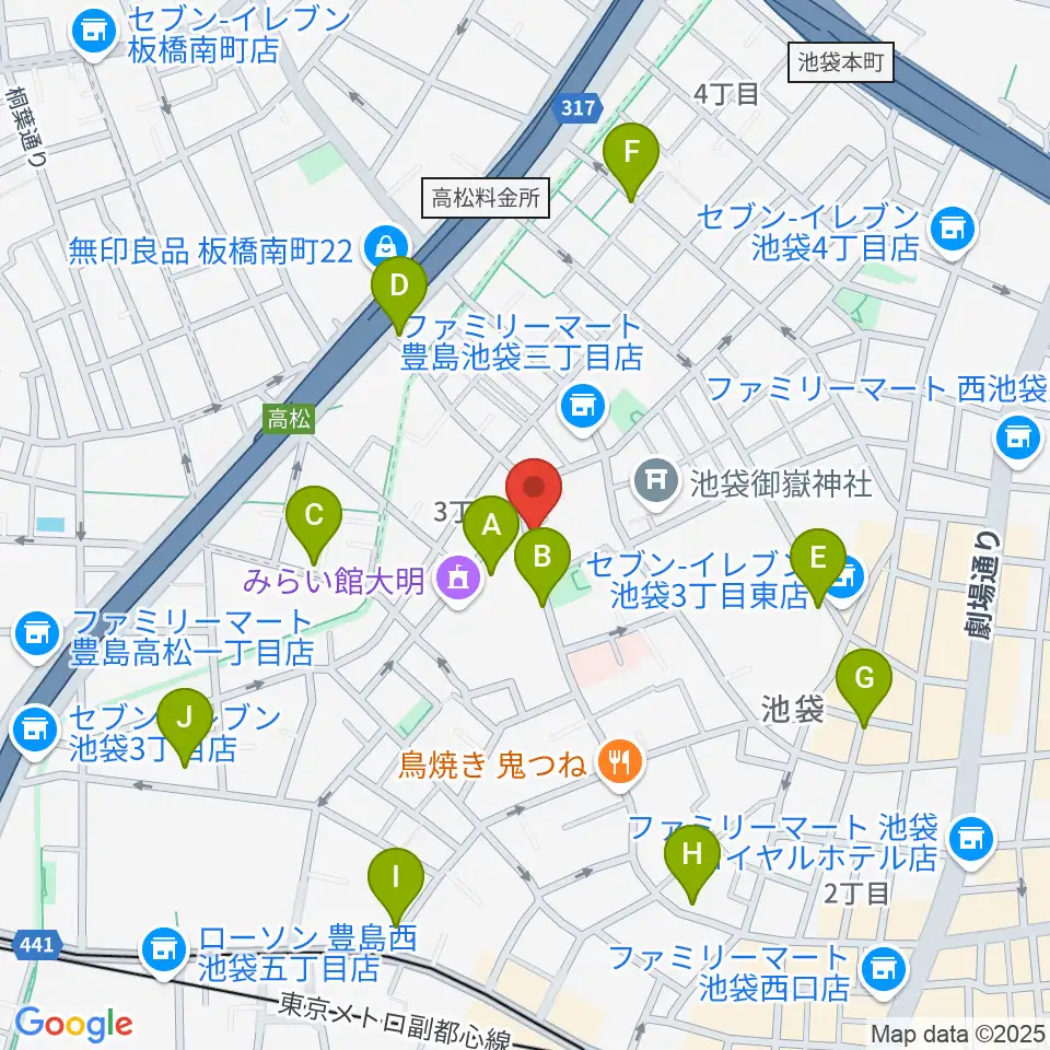 池袋ビッグバンボックス周辺のカフェ一覧地図