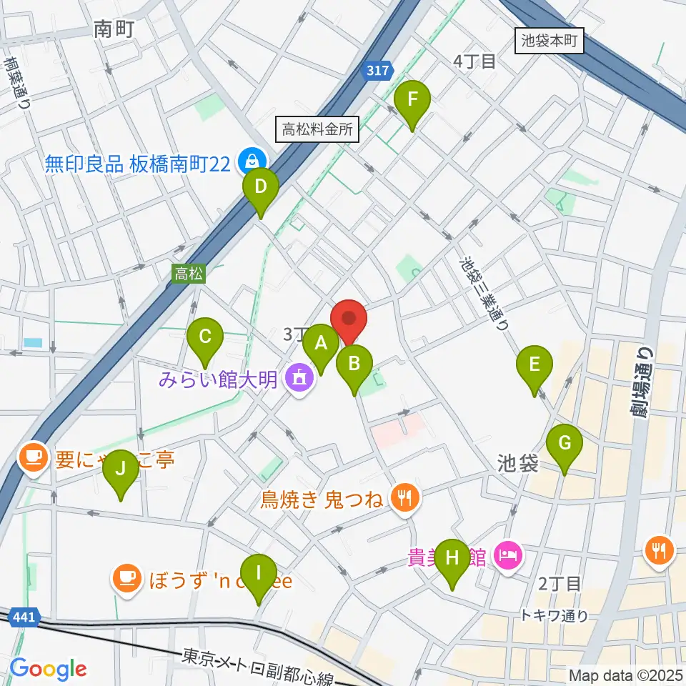 池袋ビッグバンボックス周辺のカフェ一覧地図