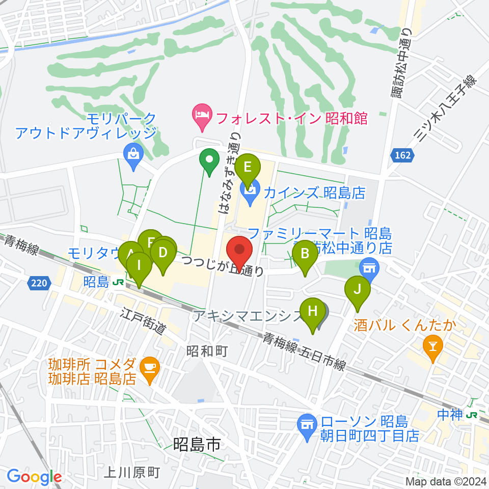 FOSTERホール 昭島市民会館周辺のカフェ一覧地図