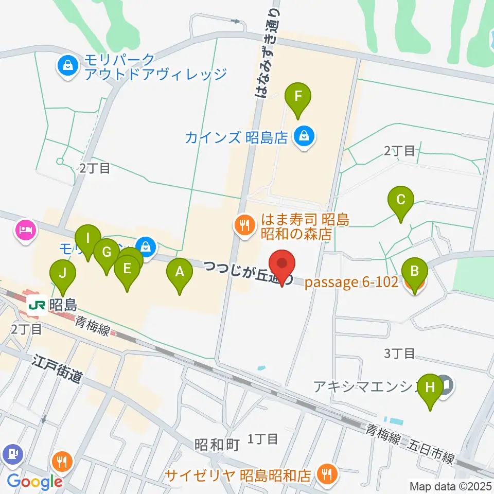 FOSTERホール 昭島市民会館周辺のカフェ一覧地図