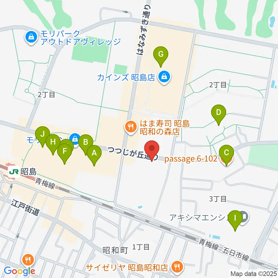 FOSTERホール 昭島市民会館周辺のカフェ一覧地図