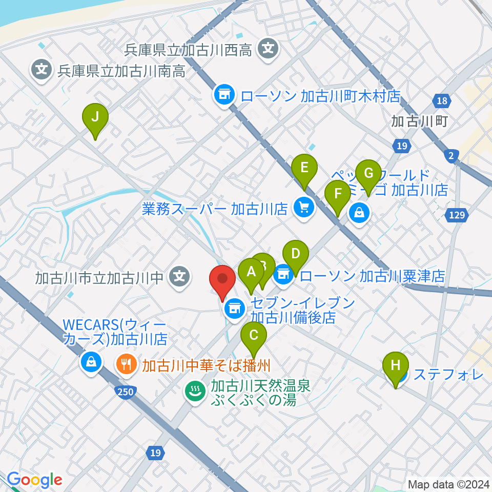 ギター工房サウンドリバー周辺のカフェ一覧地図