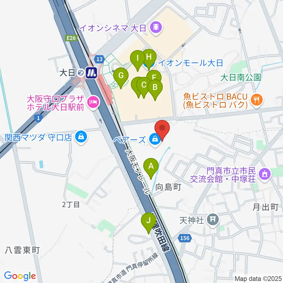 大東楽器ヤマハピアノストア周辺のカフェ一覧地図