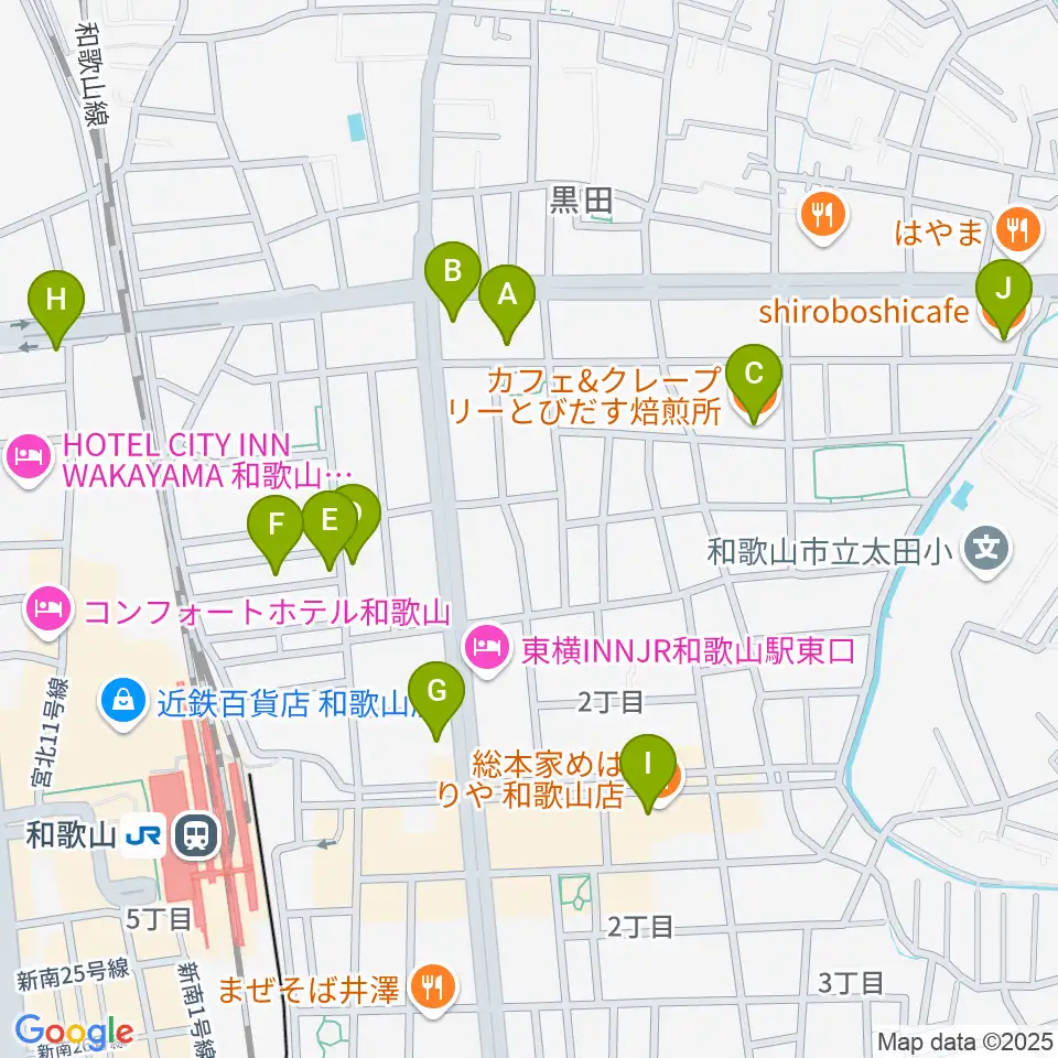 chanabaサクソフォーン教室周辺のカフェ一覧地図