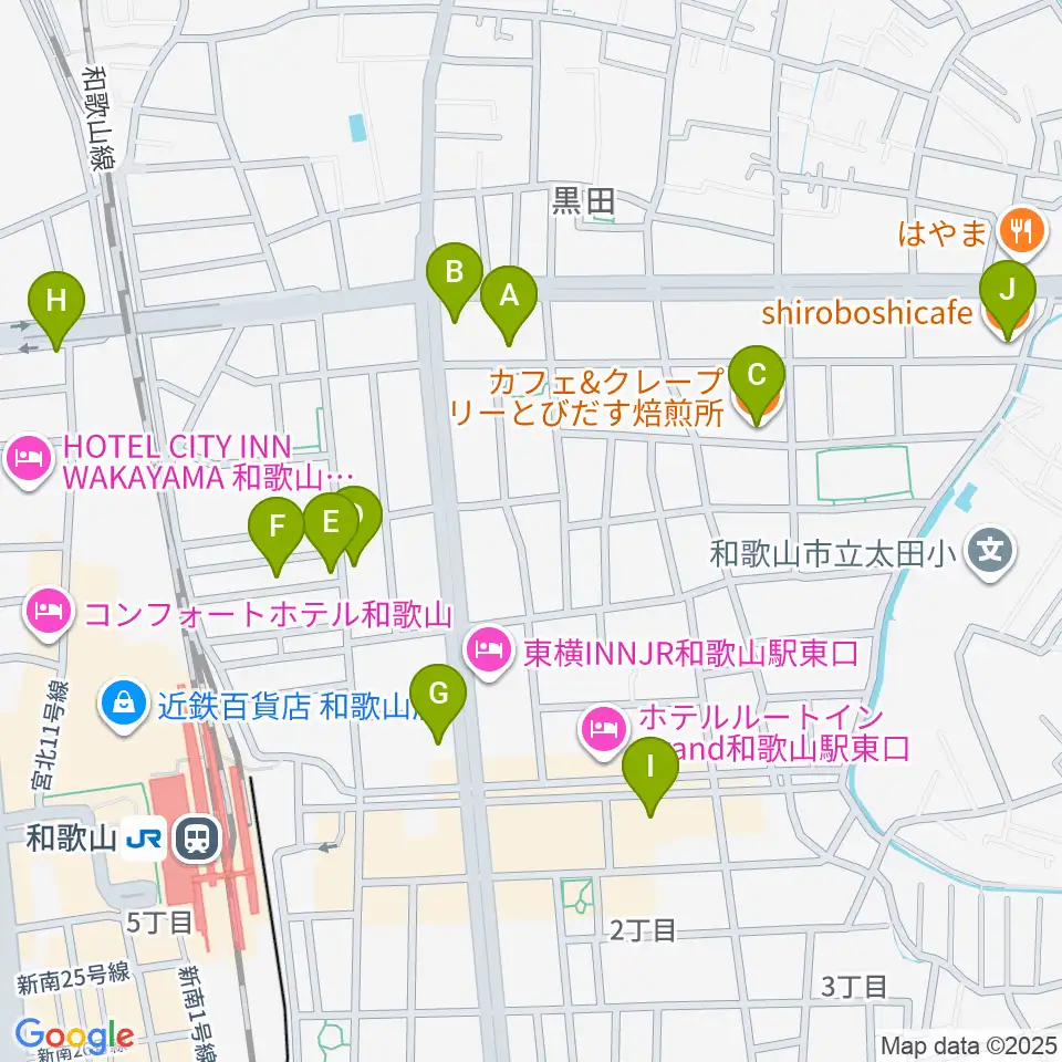 chanabaサクソフォーン教室周辺のカフェ一覧地図