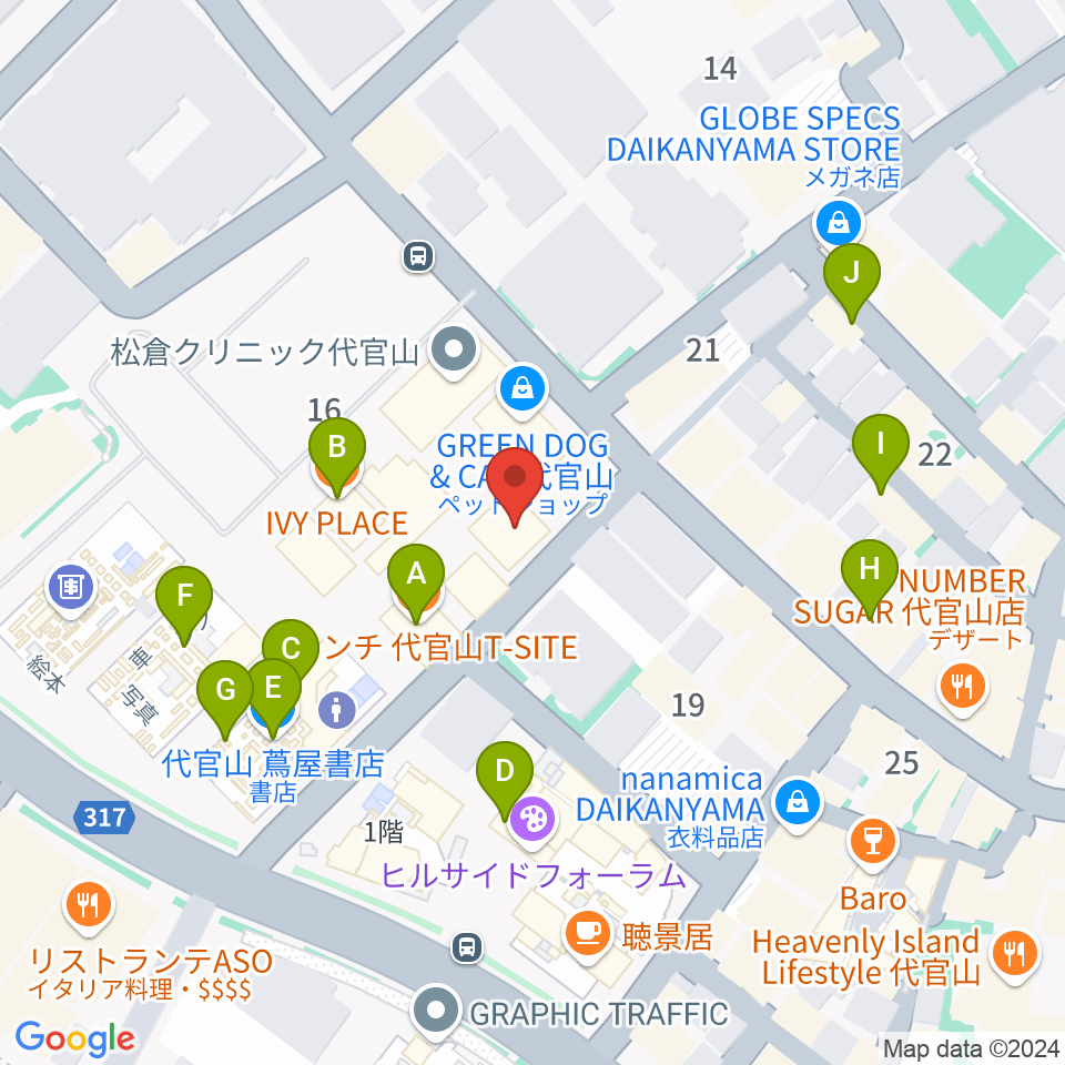 T-SITE GARDEN GALLERY周辺のカフェ一覧地図