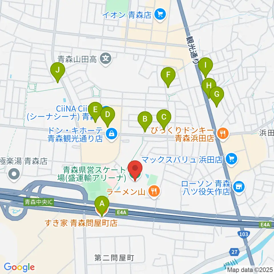 盛運輸アリーナ周辺のカフェ一覧地図