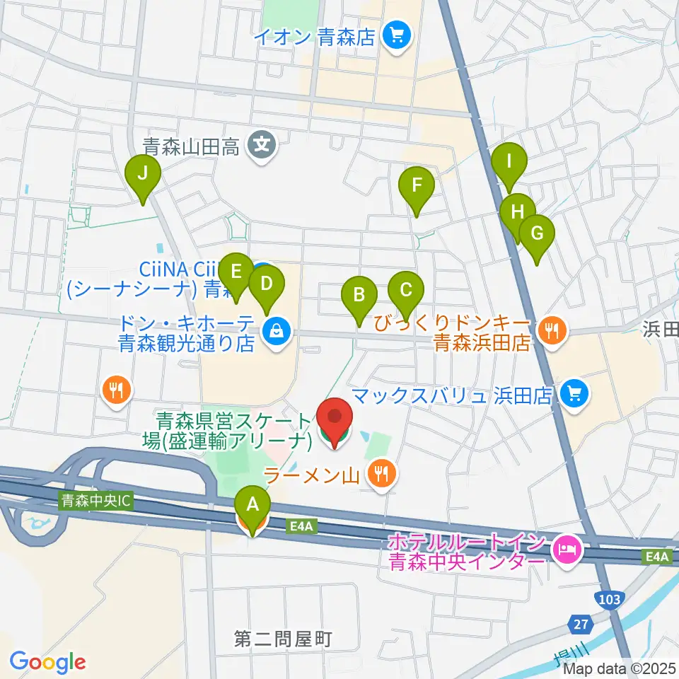 盛運輸アリーナ周辺のカフェ一覧地図