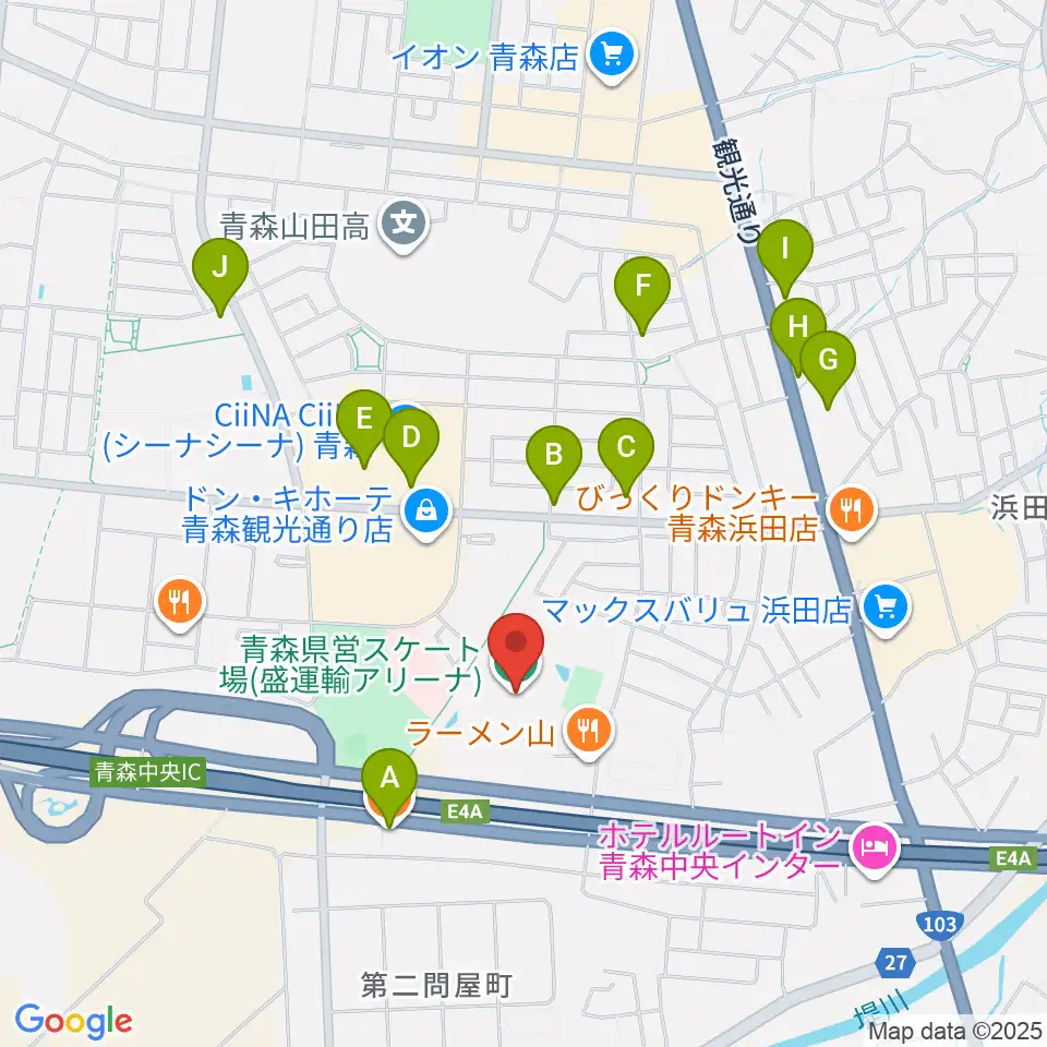 盛運輸アリーナ周辺のカフェ一覧地図