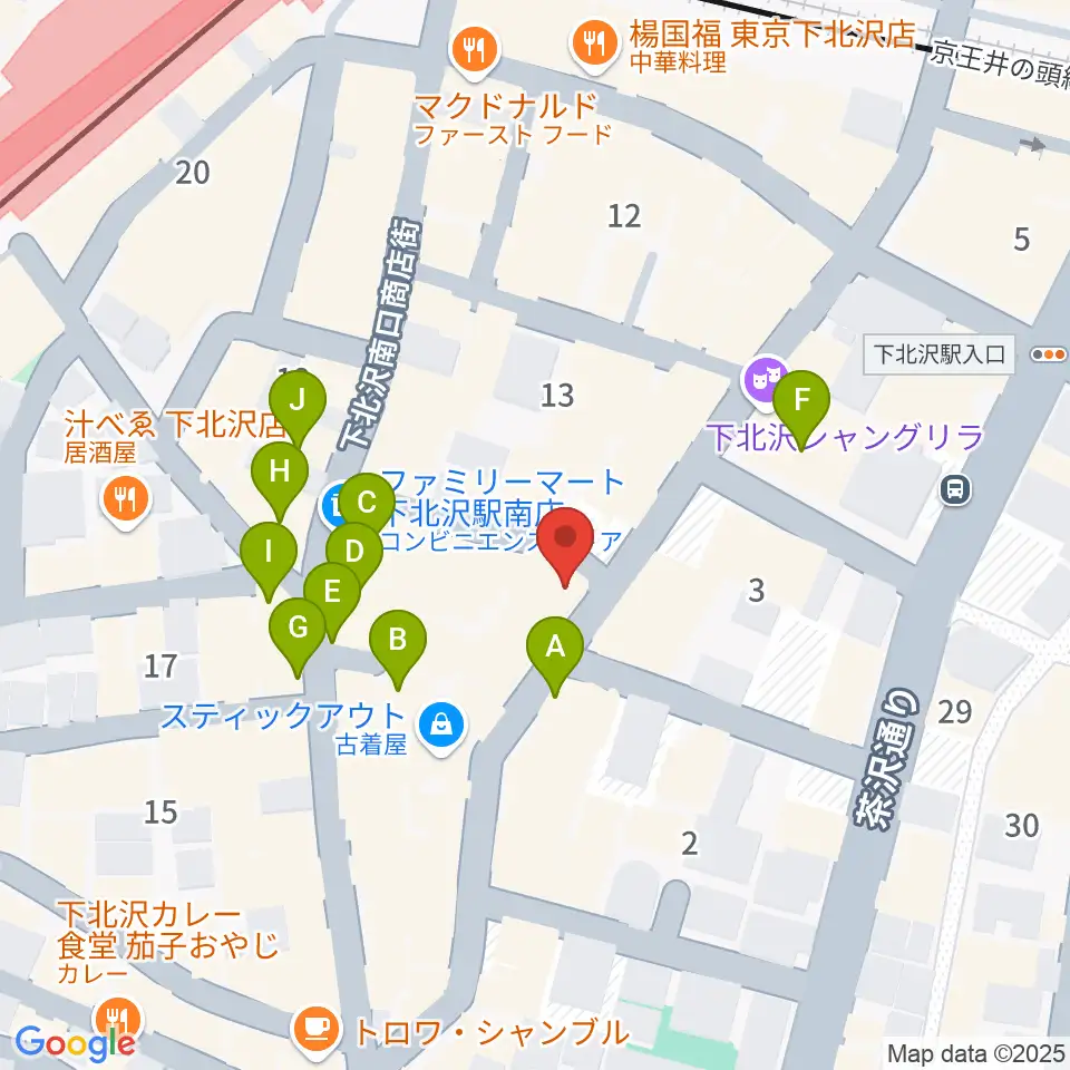 下北沢WAVER周辺のカフェ一覧地図