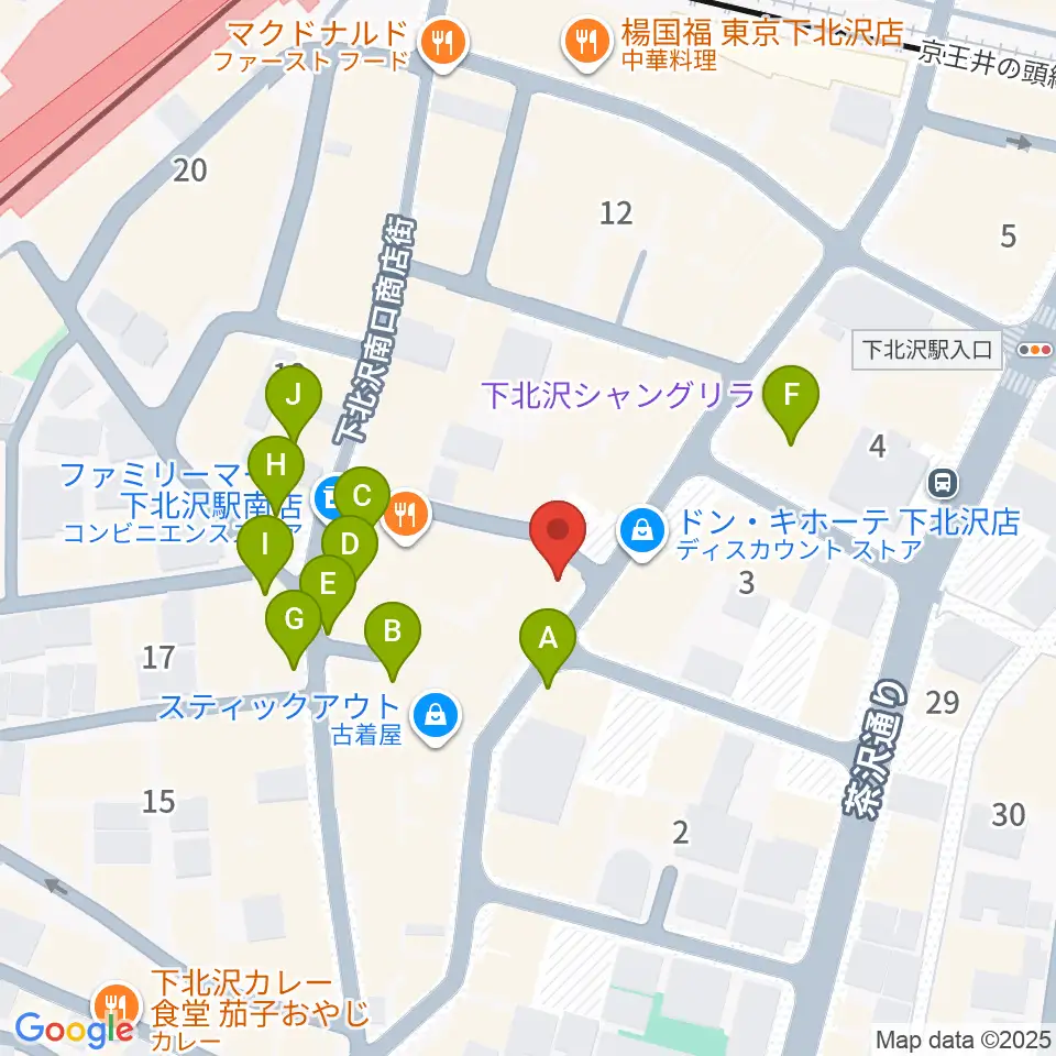 下北沢WAVER周辺のカフェ一覧地図