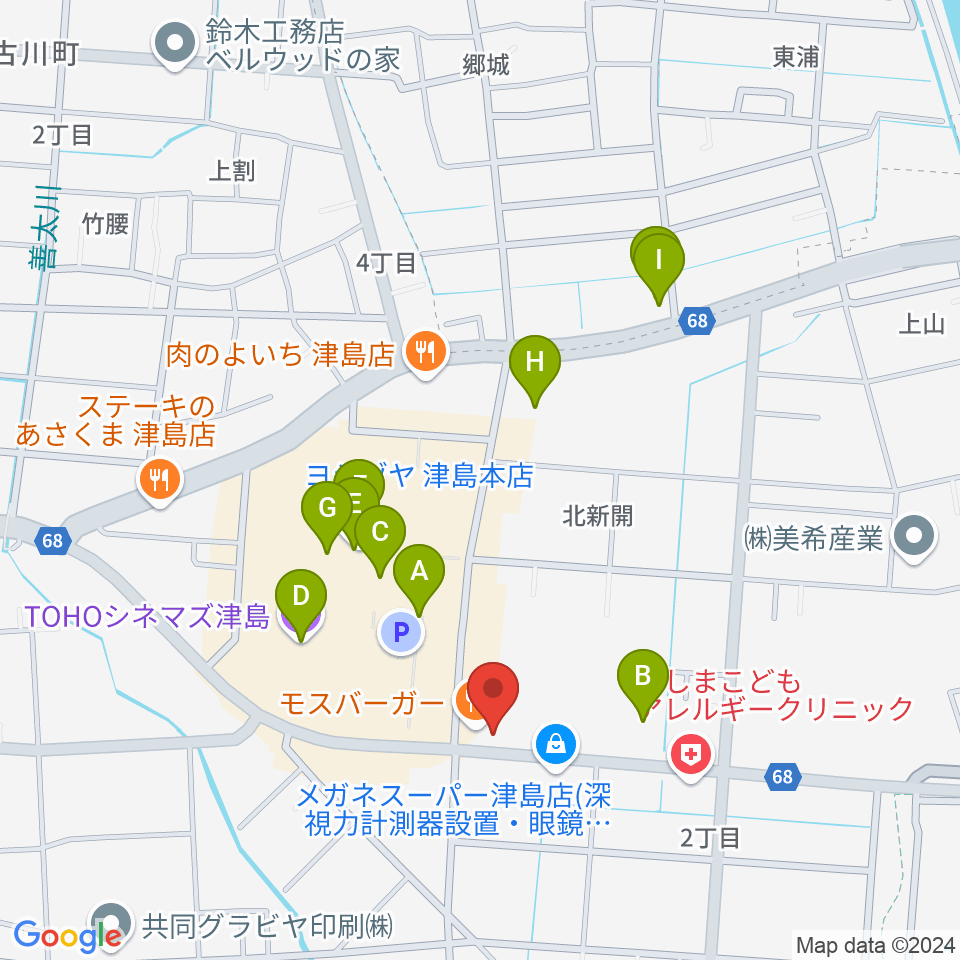 津島グランツ周辺のカフェ一覧地図