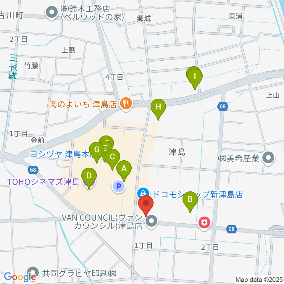 津島グランツ周辺のカフェ一覧地図