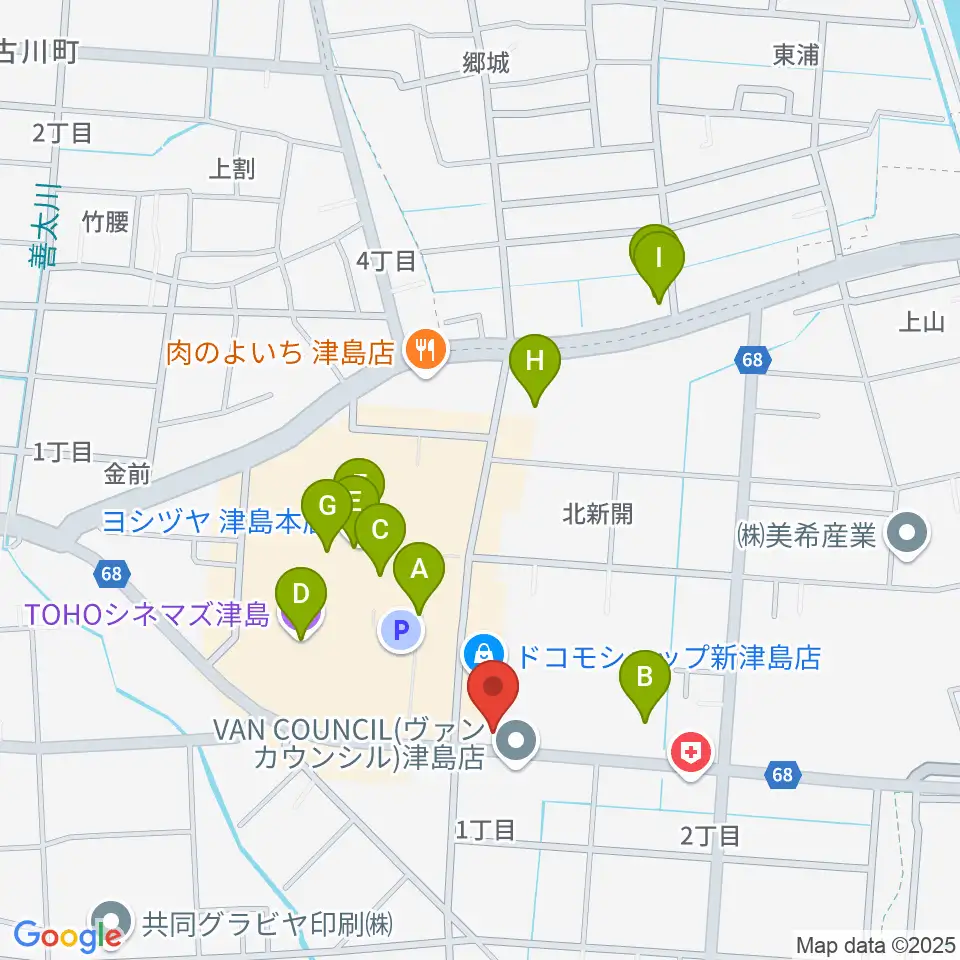津島グランツ周辺のカフェ一覧地図