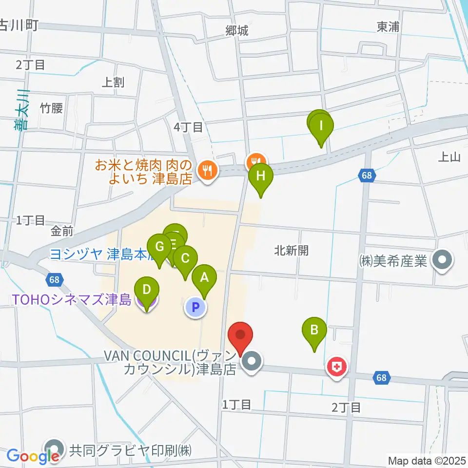 津島グランツ周辺のカフェ一覧地図