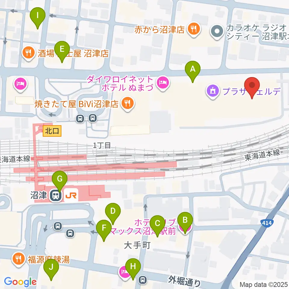 キラメッセぬまづ周辺のカフェ一覧地図