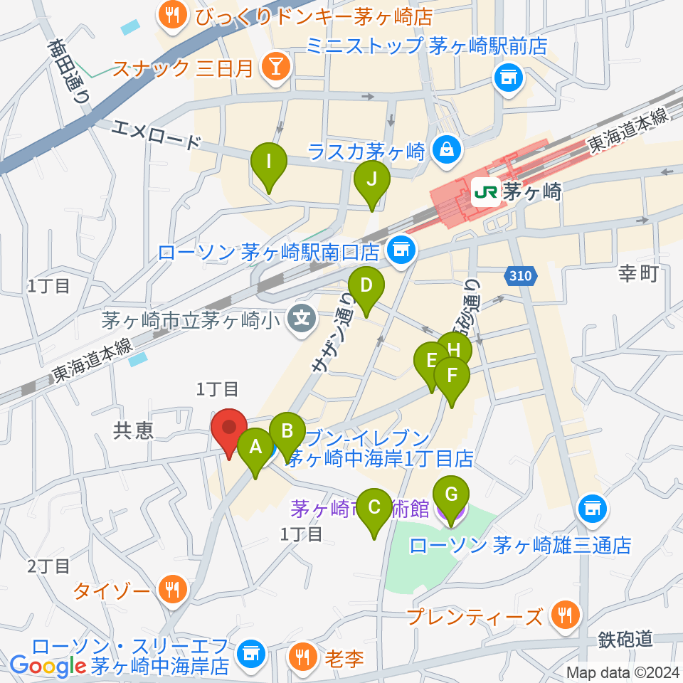 茅ヶ崎MARRY周辺のカフェ一覧地図