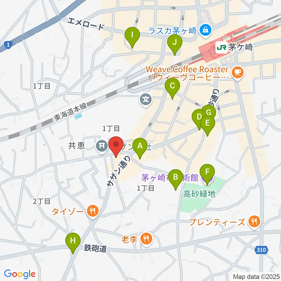 茅ヶ崎MARRY周辺のカフェ一覧地図