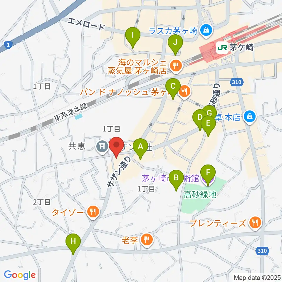 茅ヶ崎MARRY周辺のカフェ一覧地図