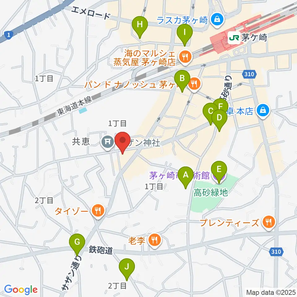 茅ヶ崎MARRY周辺のカフェ一覧地図