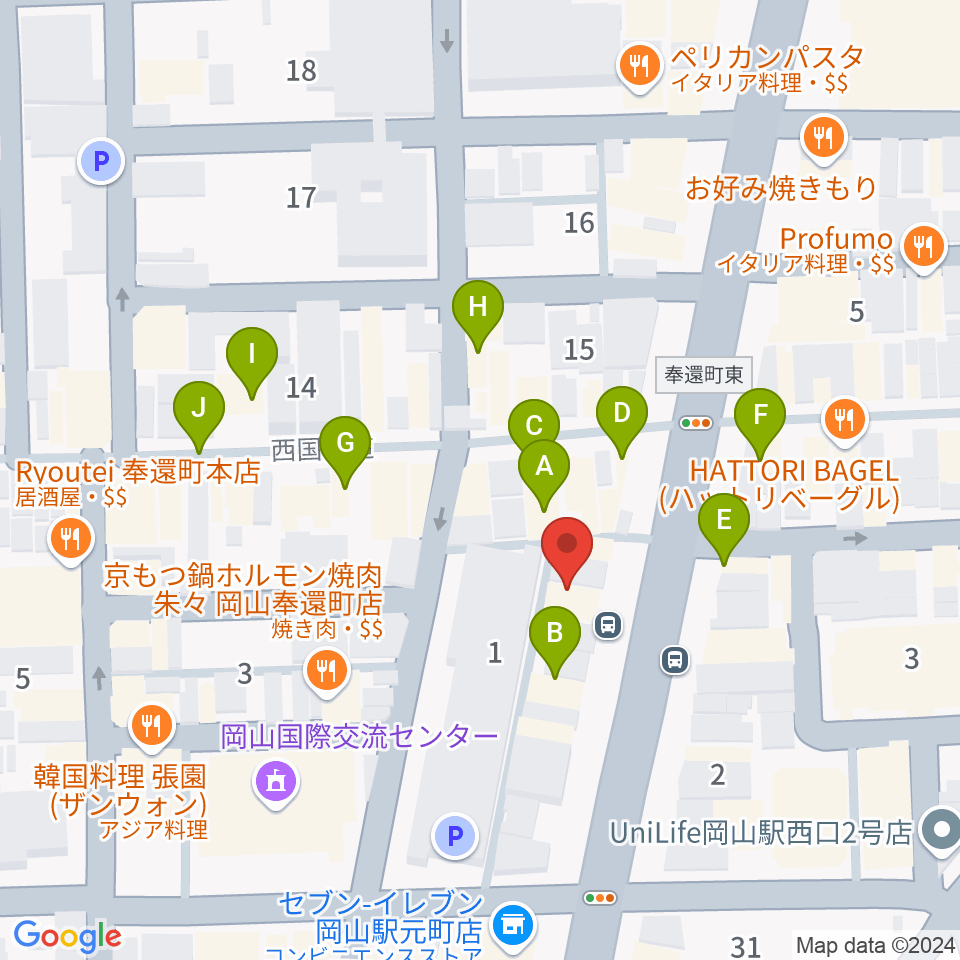 マレット音楽塾周辺のカフェ一覧地図