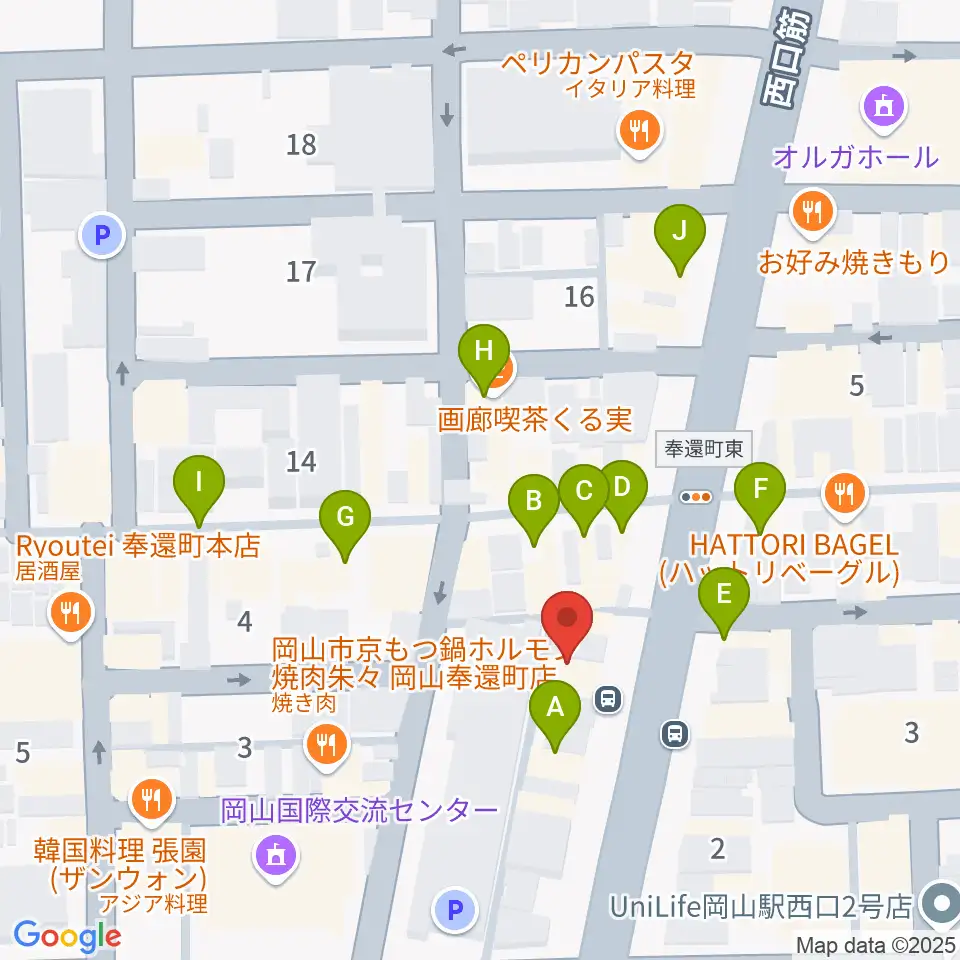 マレット音楽塾周辺のカフェ一覧地図