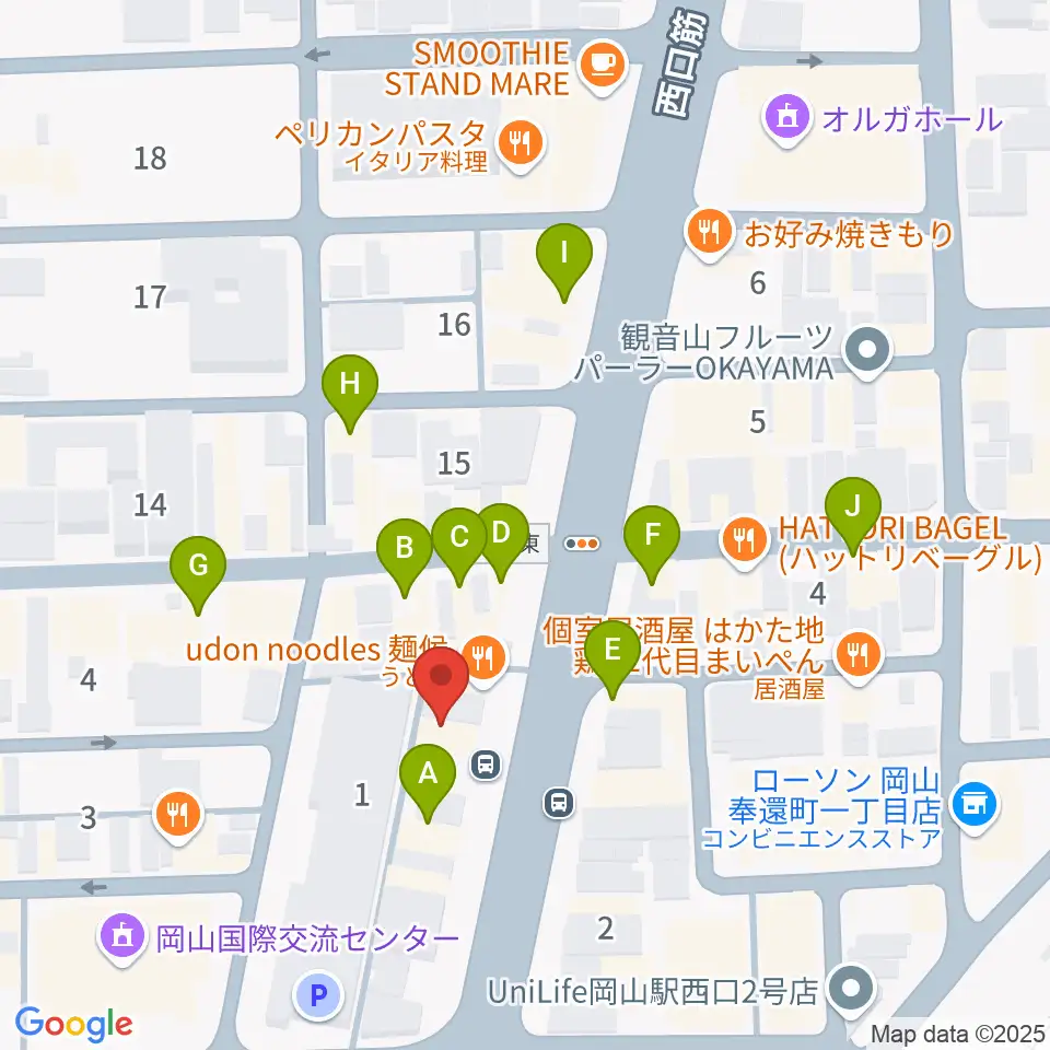 マレット音楽塾周辺のカフェ一覧地図
