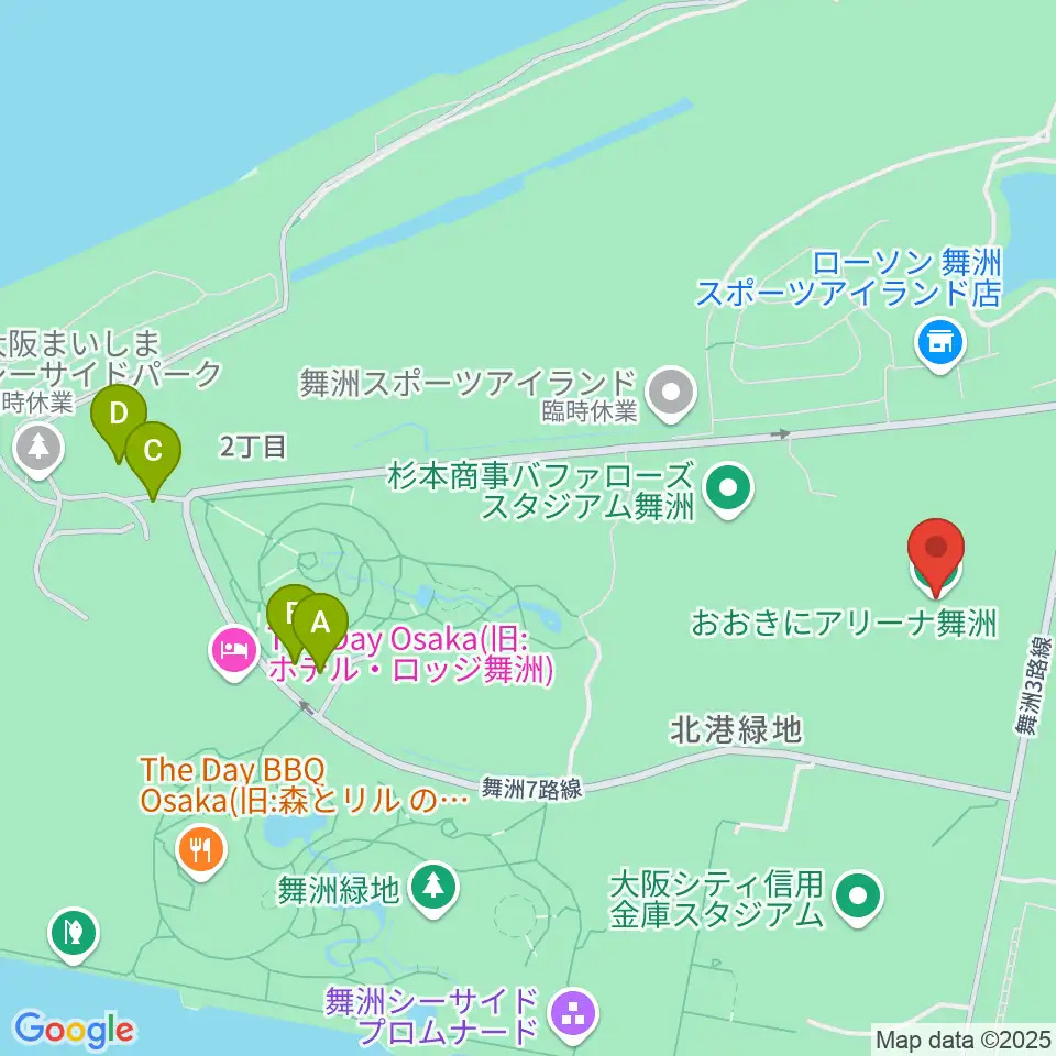 おおきにアリーナ舞洲周辺のカフェ一覧地図