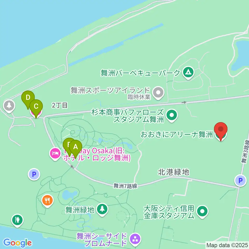 おおきにアリーナ舞洲周辺のカフェ一覧地図
