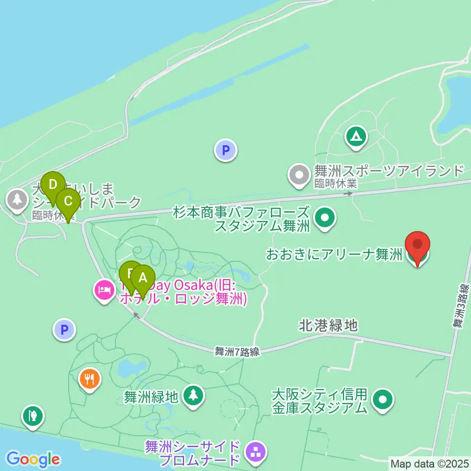 おおきにアリーナ舞洲周辺のカフェ一覧地図