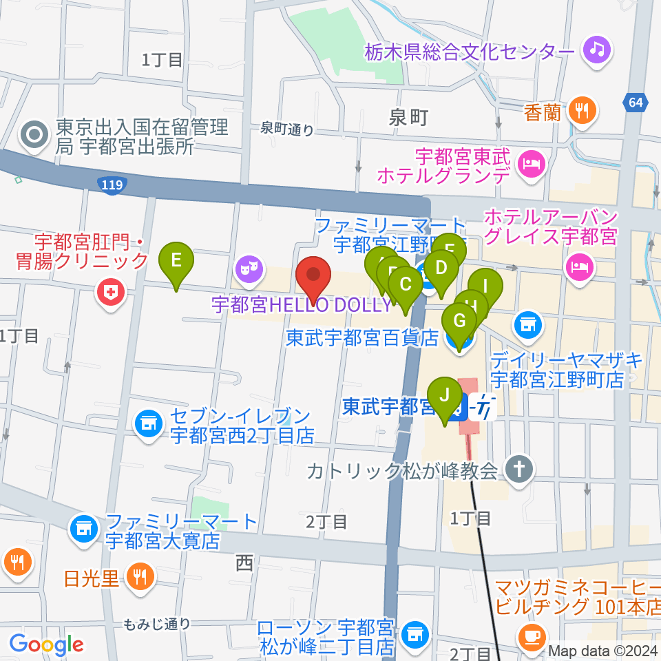 LOVE SOUNDS STUDIO周辺のカフェ一覧地図