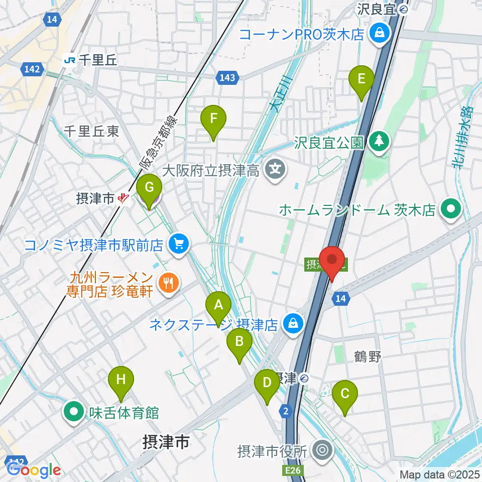 茨木ジャックライオン周辺のカフェ一覧地図