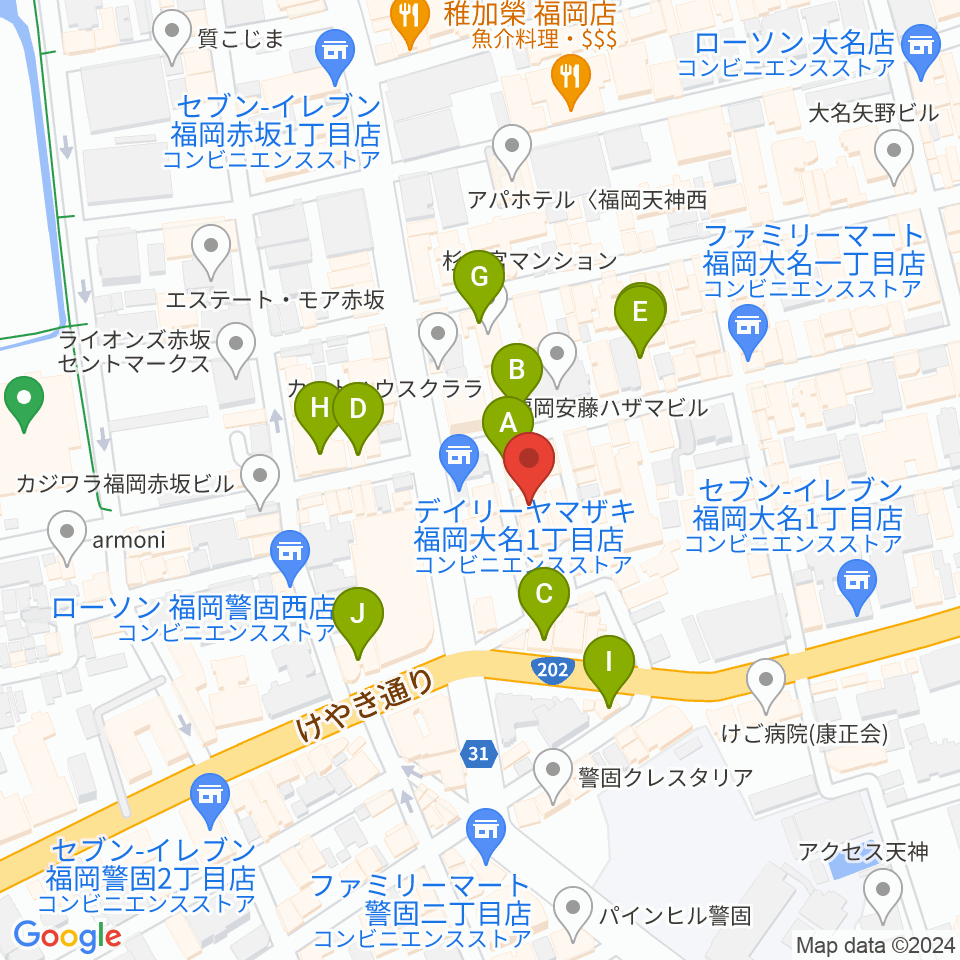 福岡リブラボ周辺のカフェ一覧地図