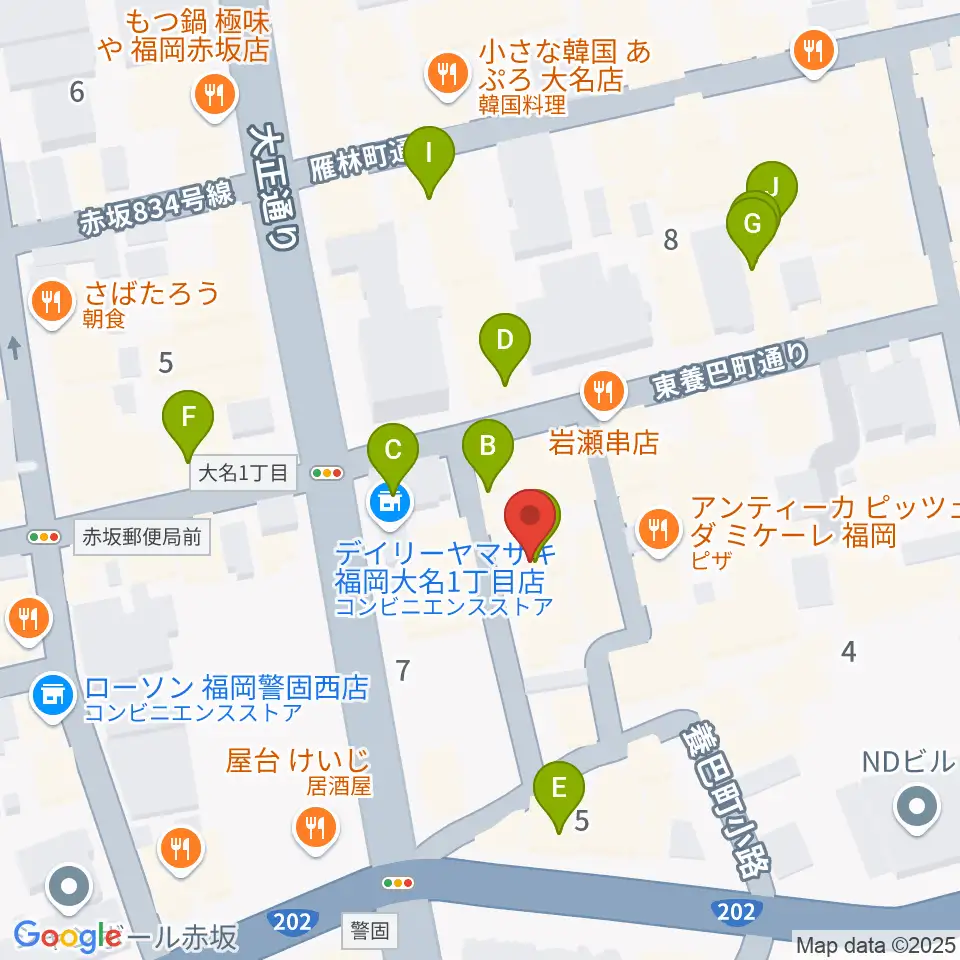 福岡リブラボ周辺のカフェ一覧地図