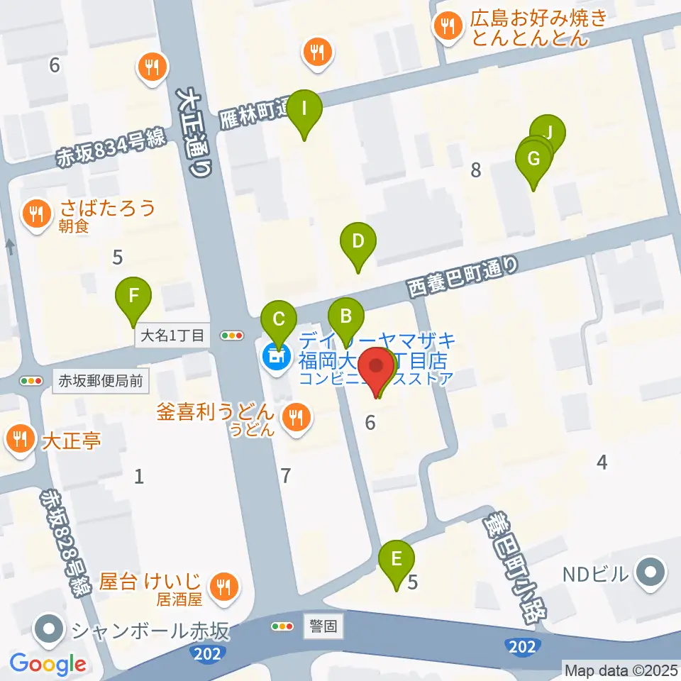 福岡リブラボ周辺のカフェ一覧地図