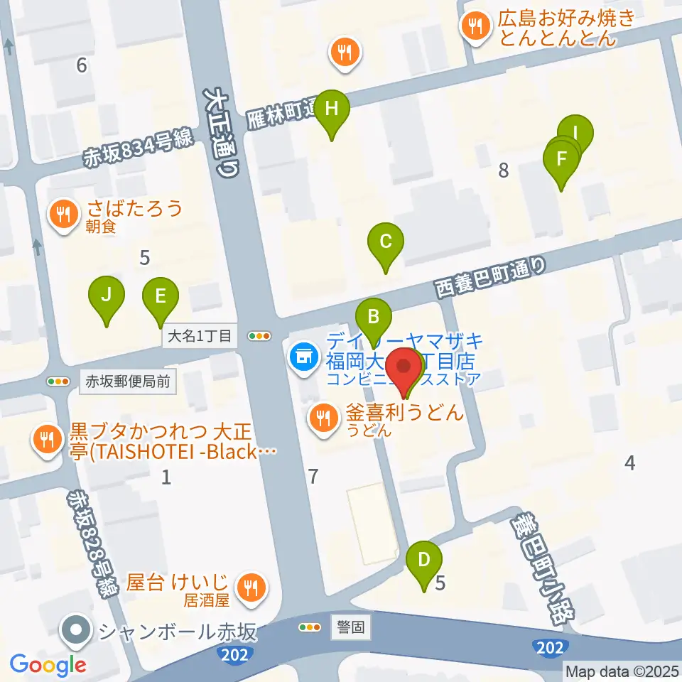 福岡リブラボ周辺のカフェ一覧地図
