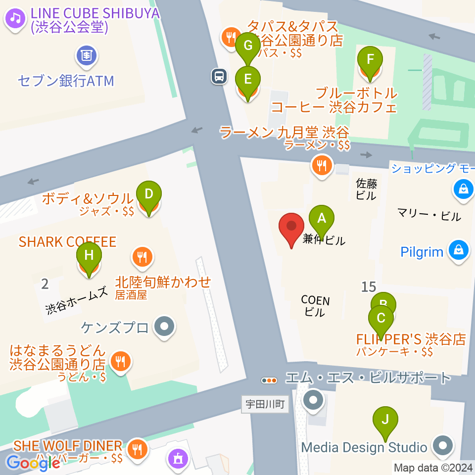 nagomix渋谷周辺のカフェ一覧地図