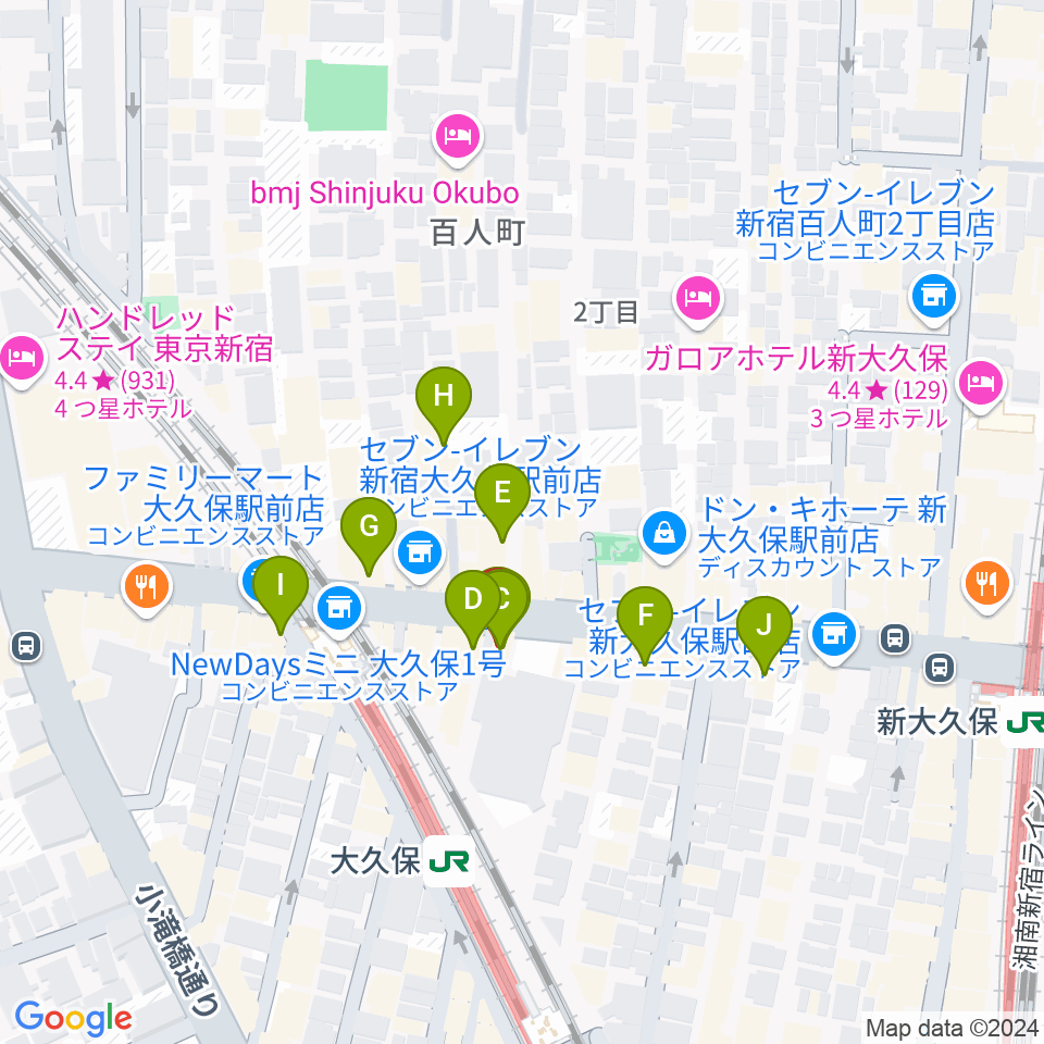 大久保HOTSHOT周辺のカフェ一覧地図