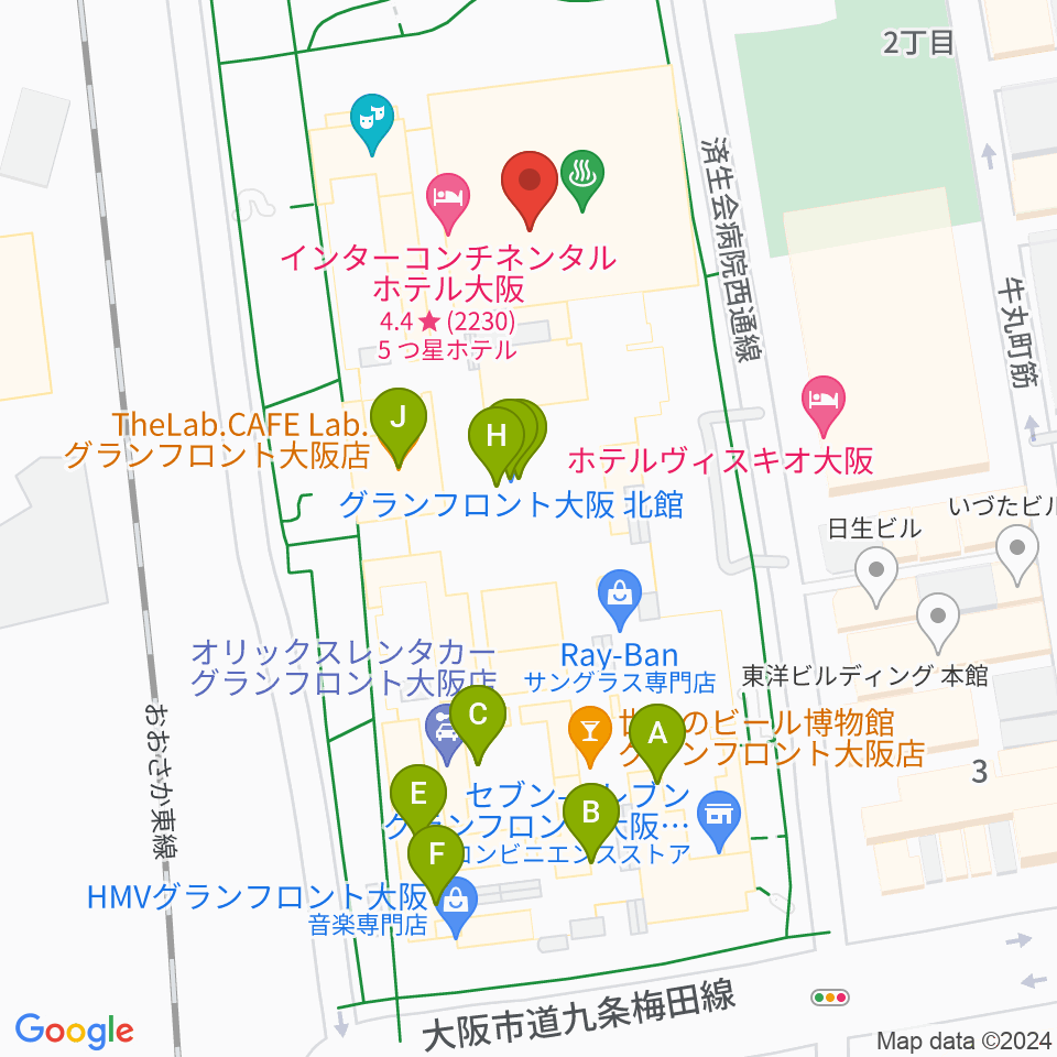 グランフロント大阪 ナレッジシアター周辺のカフェ一覧地図