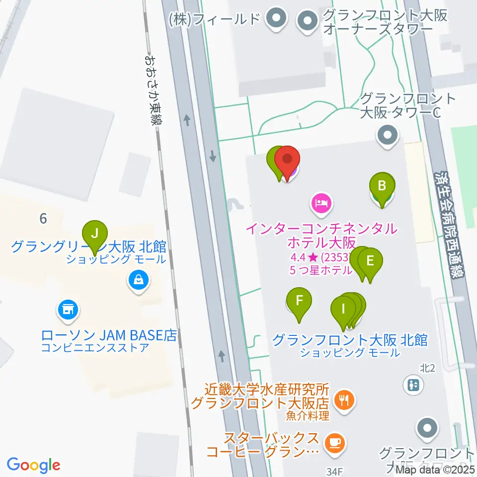 グランフロント大阪 ナレッジシアター周辺のカフェ一覧地図