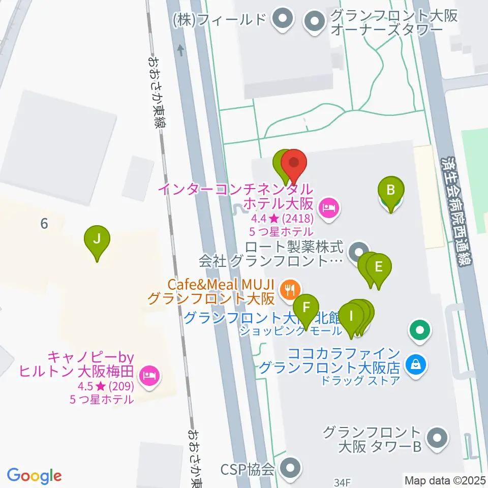 グランフロント大阪 ナレッジシアター周辺のカフェ一覧地図