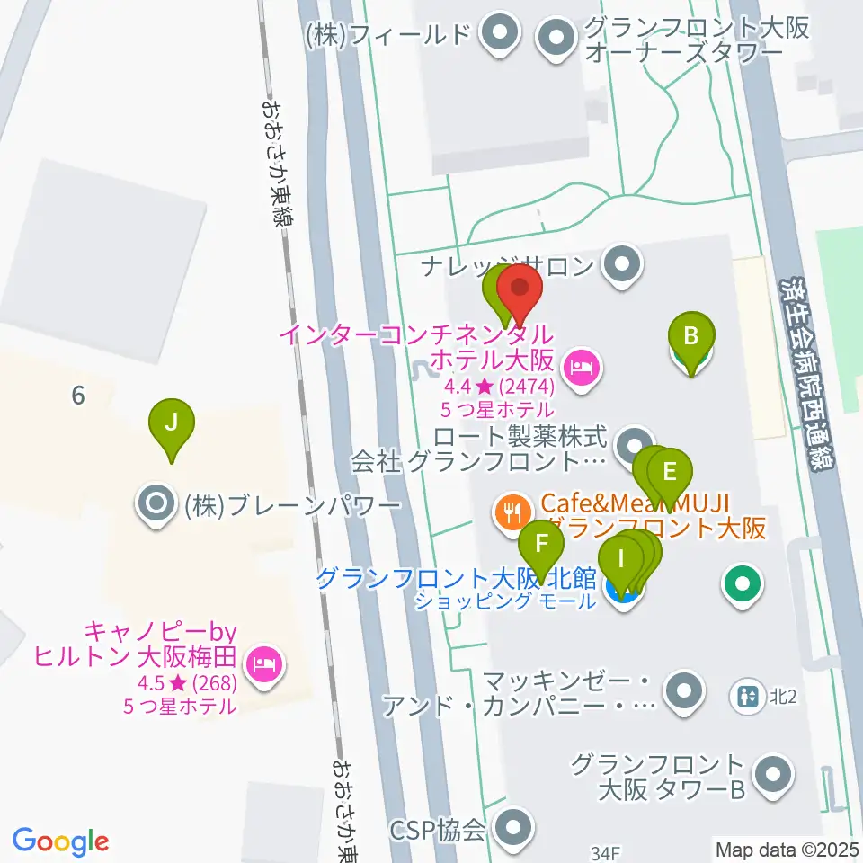 グランフロント大阪 ナレッジシアター周辺のカフェ一覧地図