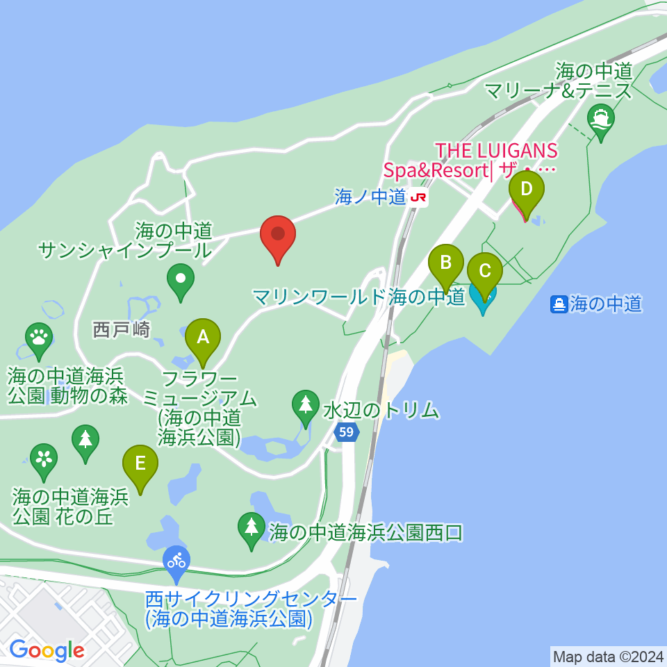 海の中道海浜公園 野外劇場周辺のカフェ一覧地図