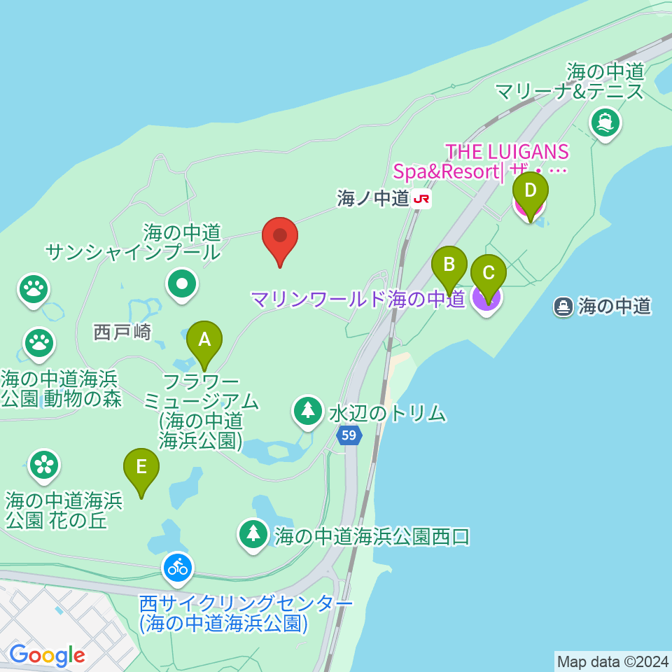 海の中道海浜公園 野外劇場周辺のカフェ一覧地図