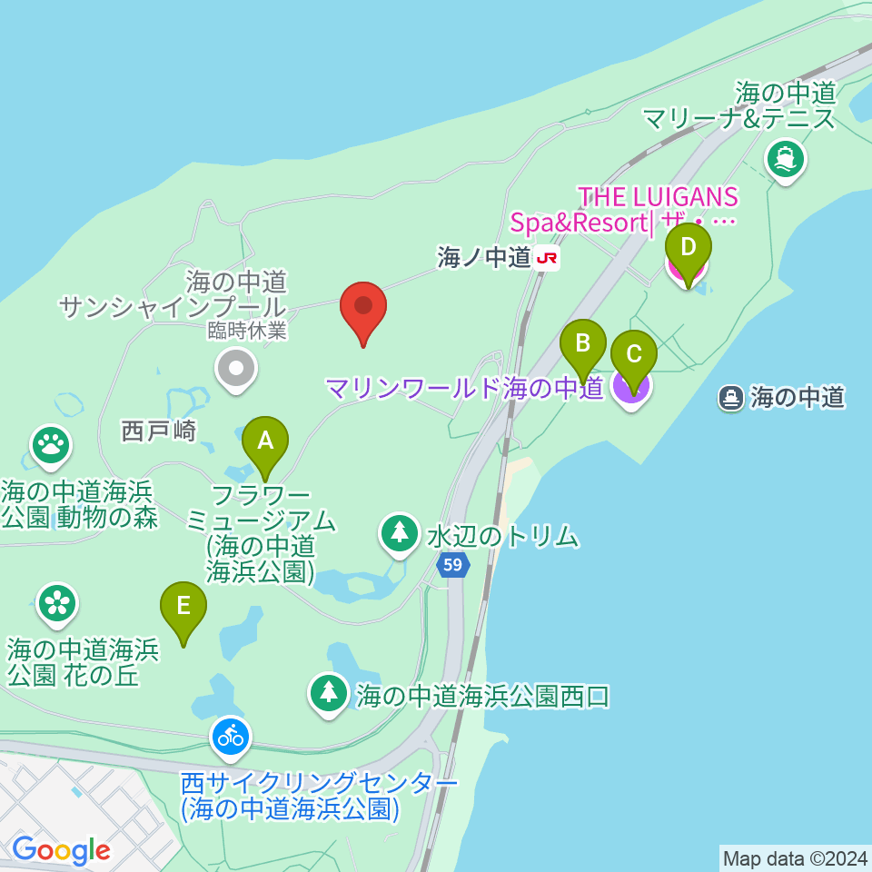 海の中道海浜公園 野外劇場周辺のカフェ一覧地図