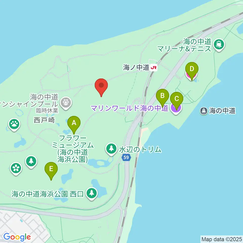 海の中道海浜公園 野外劇場周辺のカフェ一覧地図